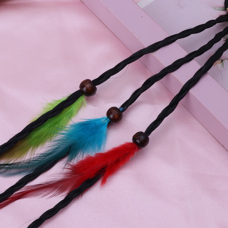 Flgo Băng Đô Cài Tóc Đính Lông Vũ Nhiều Màu Sắc Phong Cách Bohemia Cho Nữ