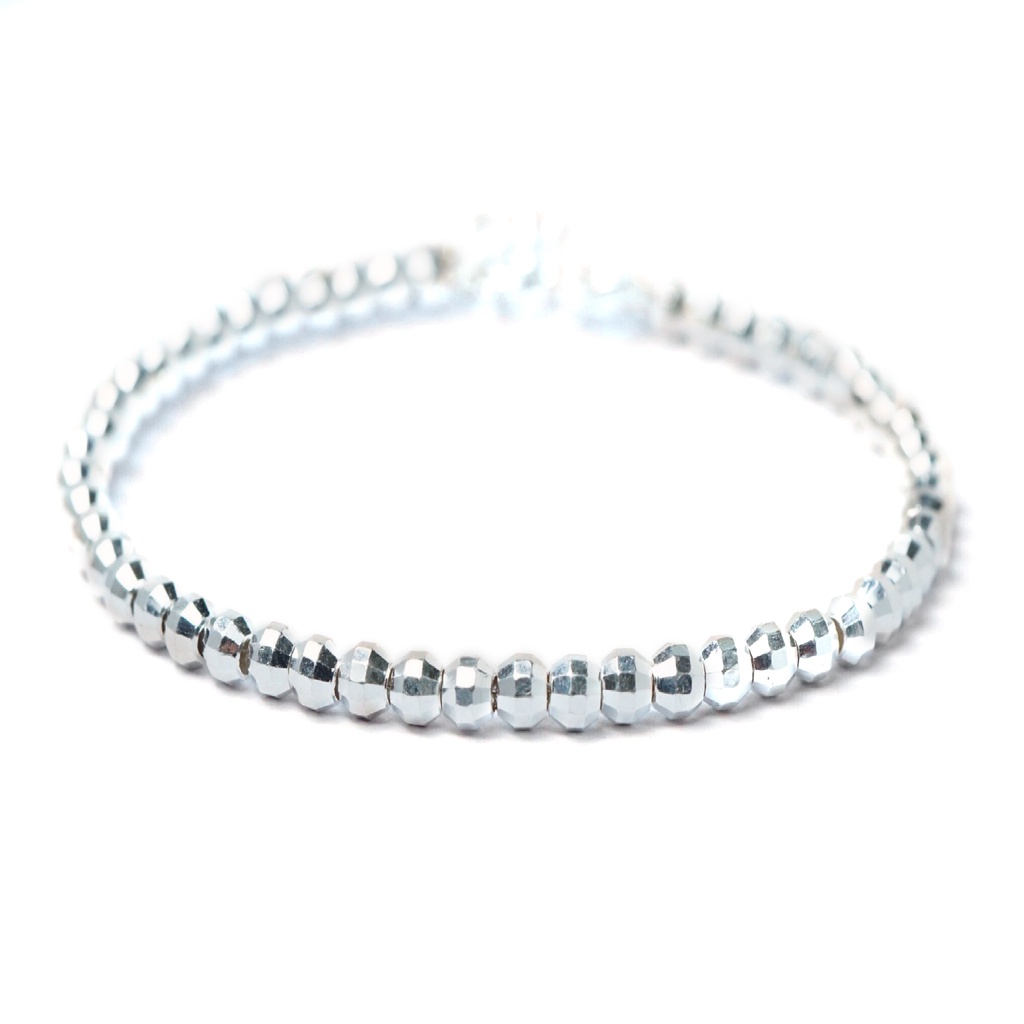 Lắc tay bạc nữ QMJ bi phay đẹp đơn giản, nhỏ xinh phụ kiện thời trang nữ vòng đơn giản - Q013