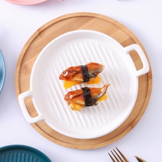 Đĩa sứ tròn 2 quai, đĩa sứ decor