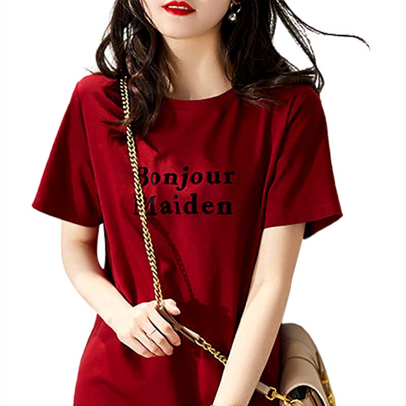 Đầm thun ZXYOUPING dáng rộng in chữ cá tính cho nữ