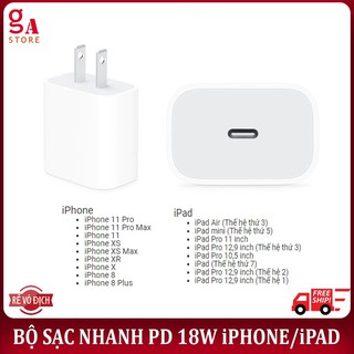 Bộ Sạc Nhanh PD 18W cho IPHONE 8/8 Plus/ X/XR/XS/XS MAX Chính Hãng