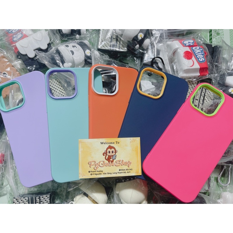 Ốp Lưng Silicone Mềm Màu Trơn 3 Trong 1 Chống Sốc Cho iPhone 7 8 XsMax 11 12 13promax - PyCaseShop