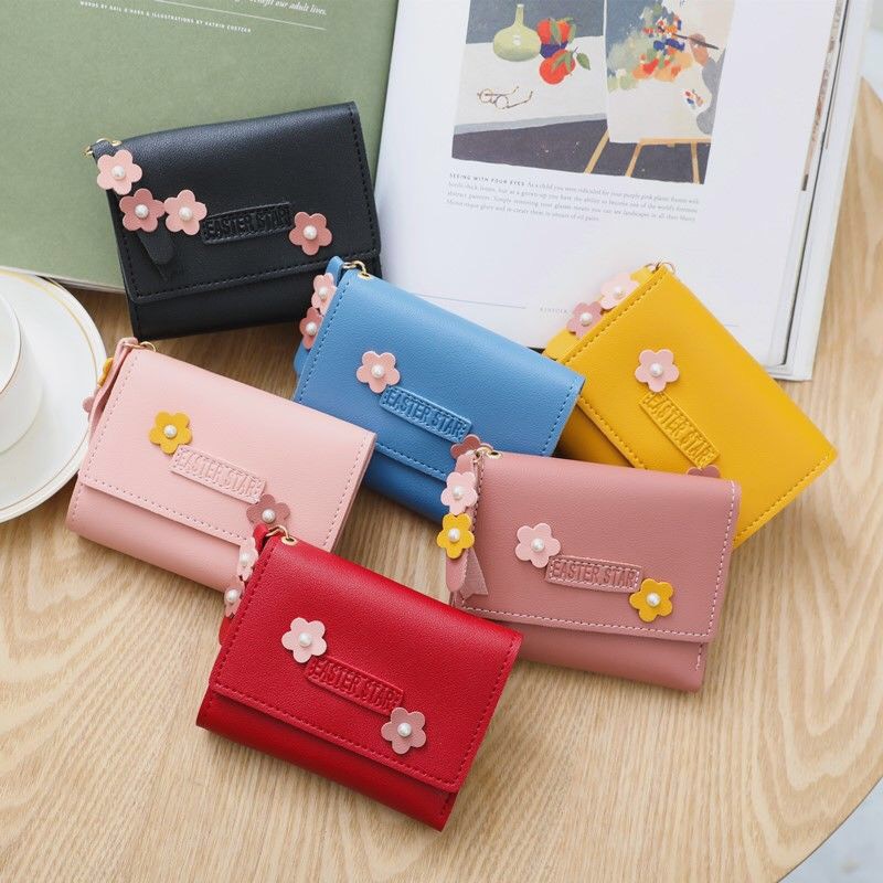Ví Ngắn Nữ Mini 2 Bông Hoa Cúc EASTER STAR 434 Siêu Dễ Thương