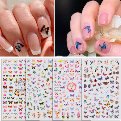 Nhãn dán trang trí móng tay hình bướm 3D nhiều màu