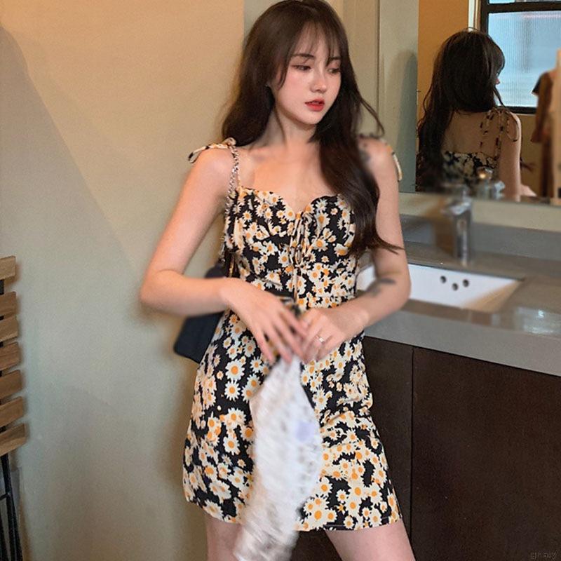 Đầm dây in hình hoa cúc thời trang quyến rũ cho nữ
