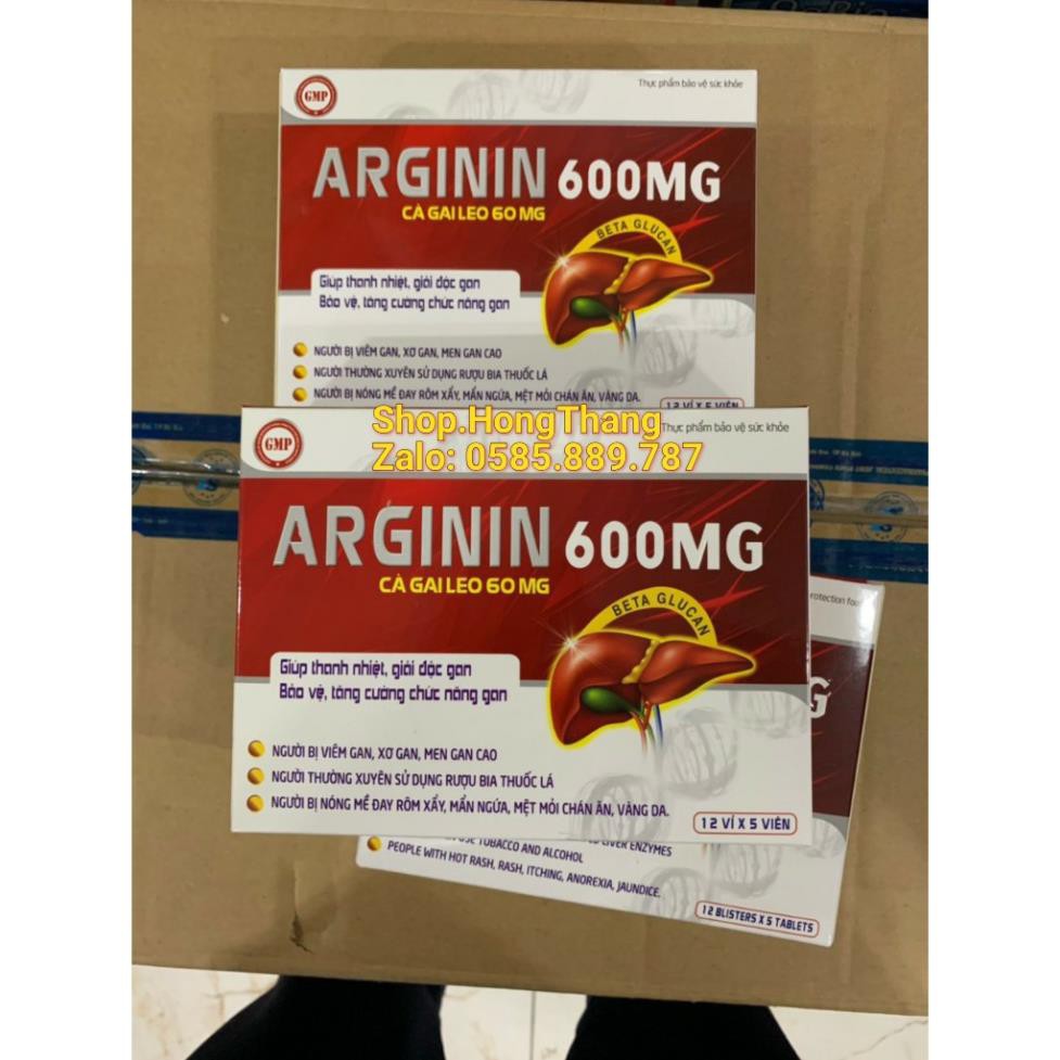 Viên uống bổ gan, mát gan Arginin 600 Tăng cường chức năng gan hiệu quả, mát gan lợi mật hộp 60 viên