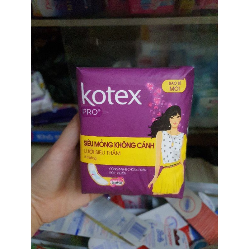 Băng vệ sinh Kotex pro siêu mỏng không cánh tím