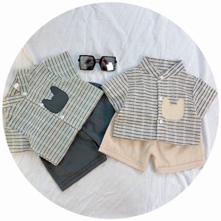 set áo sơ mi kẻ cho bé trai