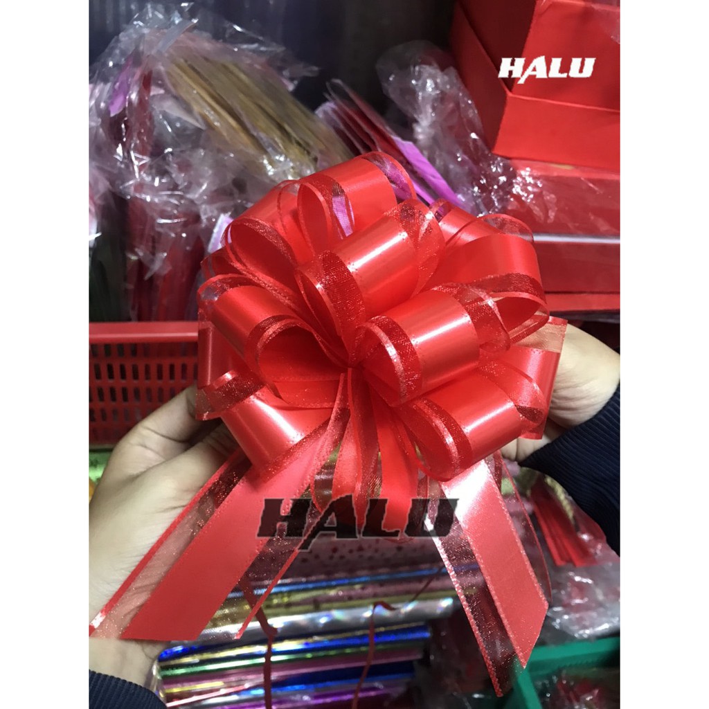 Nơ Rút bông to 9 tầng Trang Trí lẳng quà, quà tặng - Gói Quà Tết, giỏ quà tết,Gấu Bông, Hộp Quà - VPP Halu