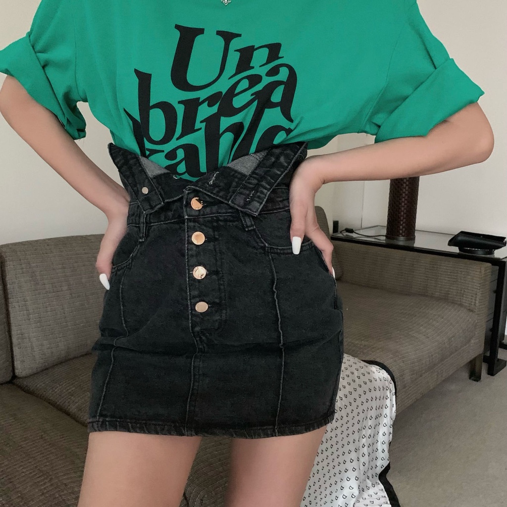 Jiashucheng Chân Váy Jean Ngắn Lưng Cao Dáng Ôm Phong Cách Retro Thời Trang Mùa Hè Cho Nữ