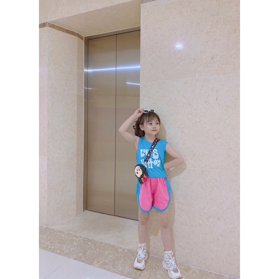 Bộ hè bé gái, bộ quần áo phối màu lạ mắt Louis cho bé sz 10-35kg