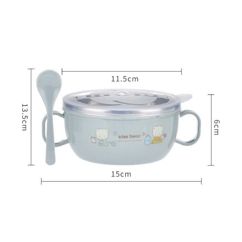 Nini_kids: Bát ăn dặm inox 2 lớp giữ nhiệt, đồ dùng ăn dặm cho bé