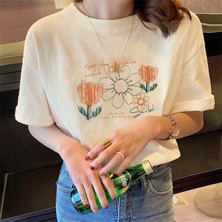 NRVP Áo thun cotton tay ngắn cổ tròn thời trang mùa hè phong cách Hàn Quốc cho nữ