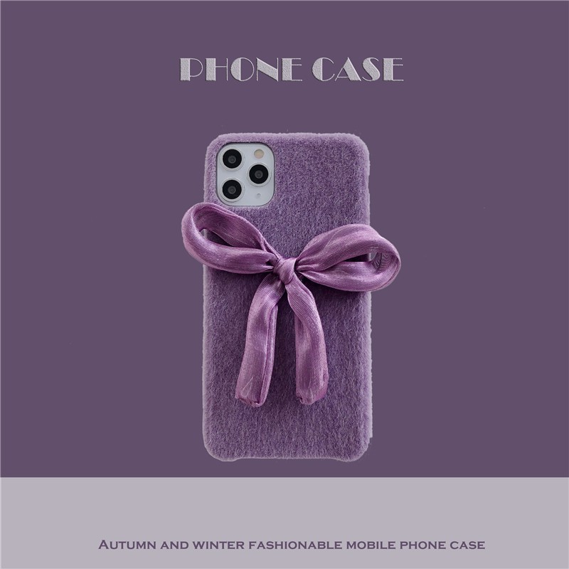 Ốp Điện Thoại Phủ Lông Đính Nơ Tím Sang Trọng Cho Iphone 12 11 Pro Max Xs Max X Xr Xs 6 6s 7 8 Plus Se 2020 12 | BigBuy360 - bigbuy360.vn