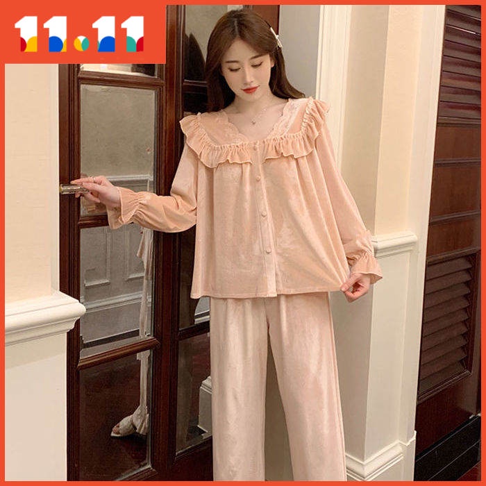 Bộ đồ ngủ thời trang mùa đông 2021 trẻ trung ngọt ngào cho nữ