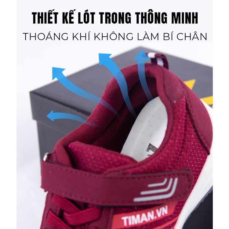 Giày thể thao nữ sneaker độn đế đẹp màu trắng siêu nhẹ chất liệu vải cho trung niên bảo hành 1 năm SZ24 TIMAN