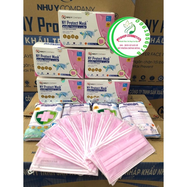 KHẨU TRANG Y TẾ 4 LỚP MÀU HỒNG NHƯ Ý