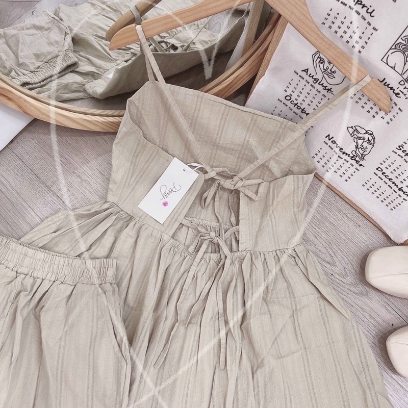 SET ÁO BBD XÔ CỘT HỞ DÂY LƯNG + QUẦN SHORT LƯNG THUN