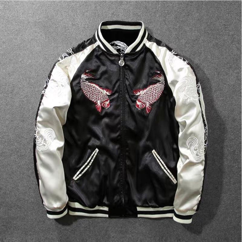 [ ODER ] ÁO KHOÁC BOMBER 2 MẶT THÊU CÁ CHÉP SUKAJAN JACKET