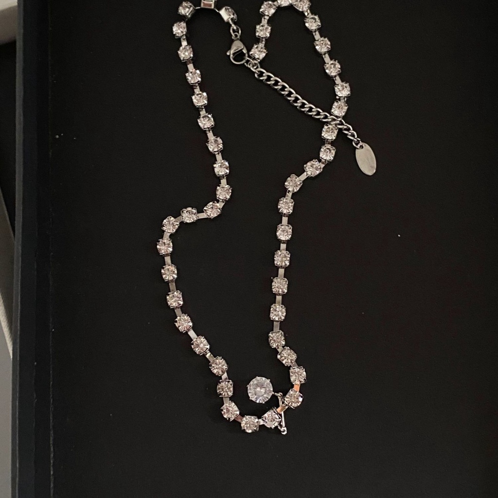 Dây Chuyền Hai Lớp Đính Hạt Ngọc Trai Nhân Tạo Và Đá Kim Cương Toàn Diện Phong Cách Sang Trọng Hợp Thời Trang