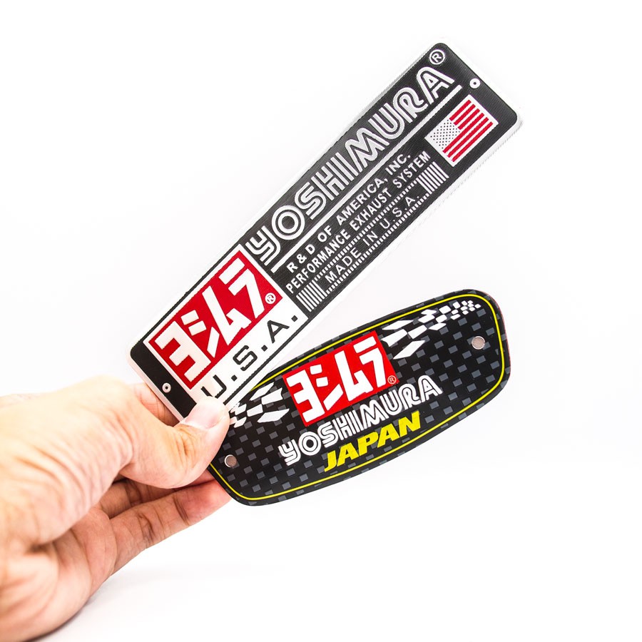 Set 2 miếng Sticker metal dán bô xe Sticker Factory - Chủ đề Yoshimura Exhaust