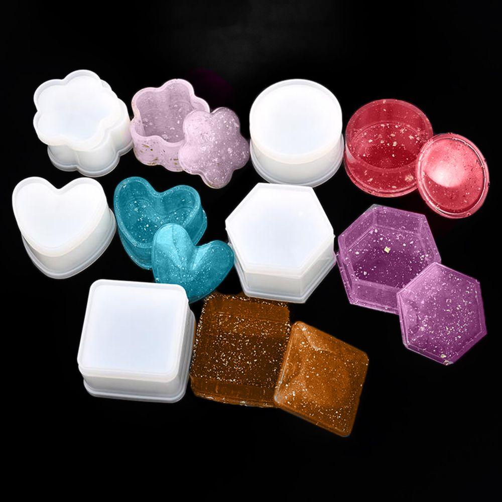 HECCEH Khuôn Làm Hộp Đựng Đồ Dùng Pha Lê Hình Lục Giác / Tròn / Lục Giác Độc