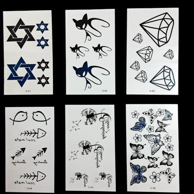 C1 Hình xăm nước hình xăm dán tatoo mini stickers đẹp phong cách Hàn Quốc dễ thương cá tính cute giá rẻ