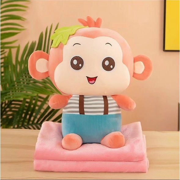 Chăn gối văn phòng cún quàng khăn, tuần lộc, khỉ, cú biểu cảm siêu đáng yêu(#Gối_Chăn)