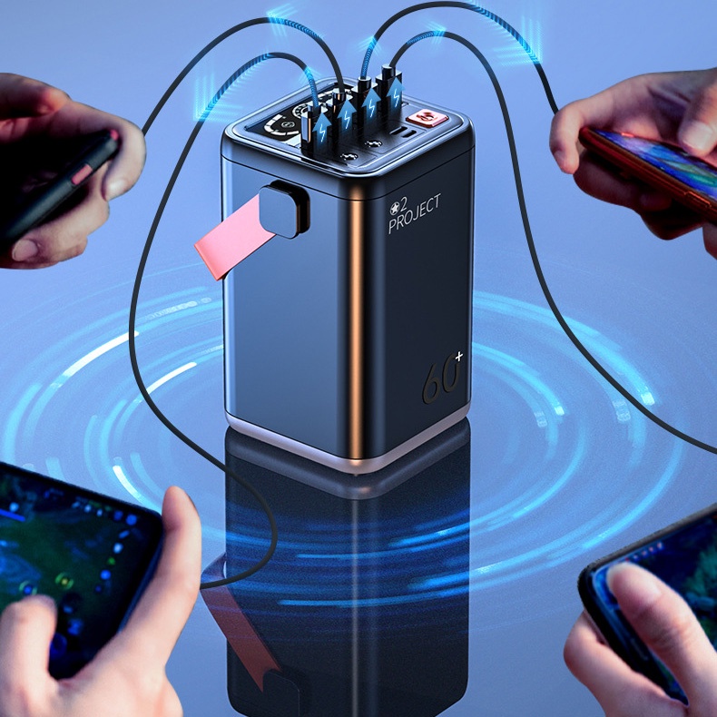 Sạc dự phòng dung lượng lớn 2Project 60000mAh sạc siêu nhanh mang đi chơi đi du lịch hoặc cho tài xế công nghệ cao cấp