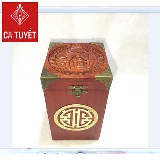 [FREESHIP] HỘP ĐỰNG CHÈ VUÔNG GỖ HƯƠNG VÂN CHỮ THỌ TÀU - LOẠI CAO 18CM (ẢNH THẬT)
