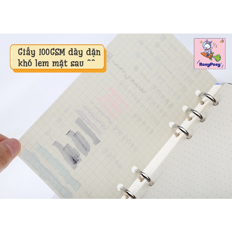 [Dày dặn 100GSM]  Giấy Refill, Ruột Sổ Còng, Binder  A4/B5/A5/A6 4-6 Lỗ Dot/ Caro Grid/ Kẻ ngang Line - RosyPosy