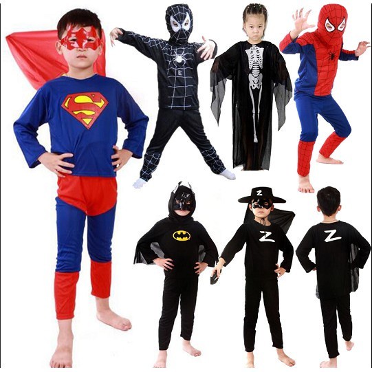 Halloween Trang phục Hóa trang Trang phục Người nhện Siêu nhân Batman Zorro Bộ Trang phục Biểu diễn Trẻ em