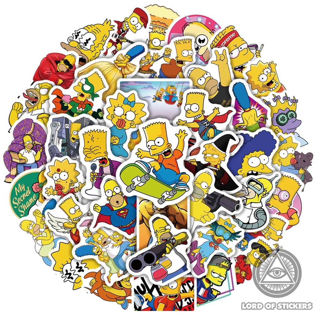 Set 50 Nhãn Dán The Simpsons Sticker Hoạt Hình Gia Đình Simpson Chống Thấm Nước Trang Trí Mũ Bảo Hiểm, Ván Trượt, Xe, Sổ