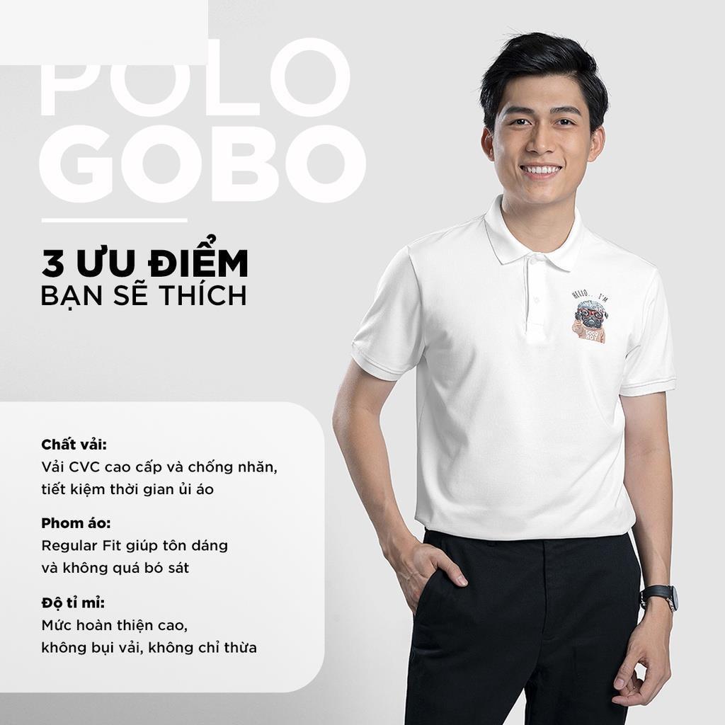 Áo thun Polo nam cổ bẻ GOBO hình Pugdog vải cá sấu Cotton xuất xịn, chuẩn form - HAPPYHOW