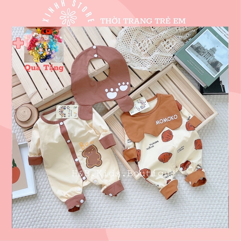 Sét Quần Áo Body Dễ Thương Cho Bé Gái, Bé Trai 4-12kg, Bộ Body Thu Đông Dài Tay Cho Bé
