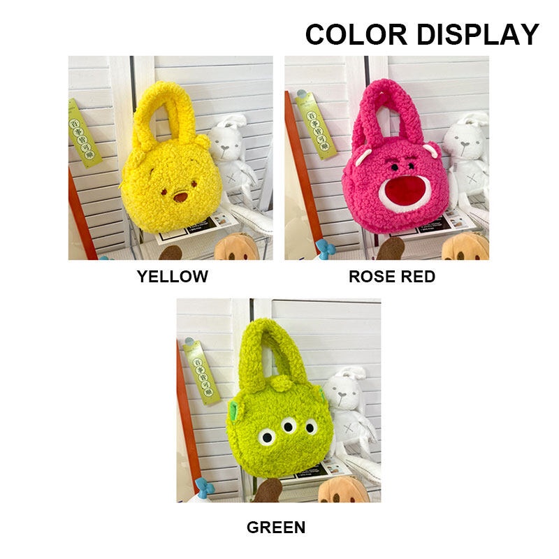 Túi gấu bông dâu tây Túi flannel xinh xắn phiên bản túi hoạt hình dung tích lớn của Hàn Quốc.