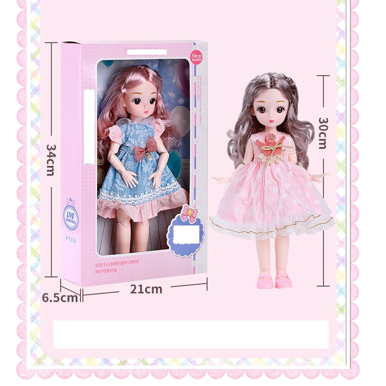 Búp bê Barbie Công chúa 3D Phát Nhạc 23 Khớp cao 30cm dễ thương cho bé