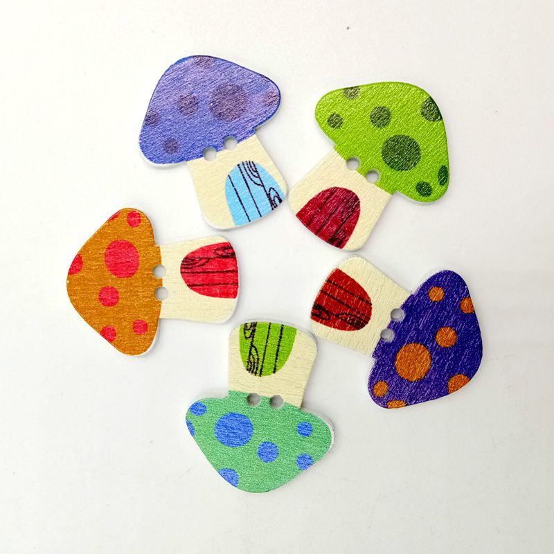 100 Khuy Gỗ Hình Ngôi Nhà Nấm Nhiều Màu