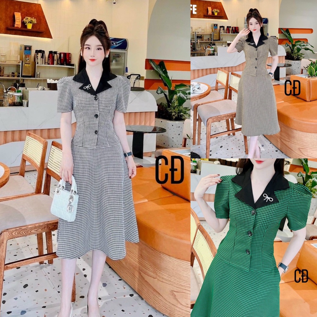 Set bộ đồ nữ áo cổ vest croptop sang chảnh mix chân váy xòe siêu xinh dành cho các nàng đi chơi hoặc dự tiệc