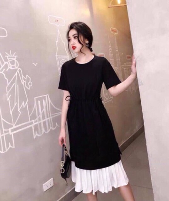 ĐẦM BIGSIZE đuôi cá rút eo ĐEN-VÀNG 60-80kg | BigBuy360 - bigbuy360.vn