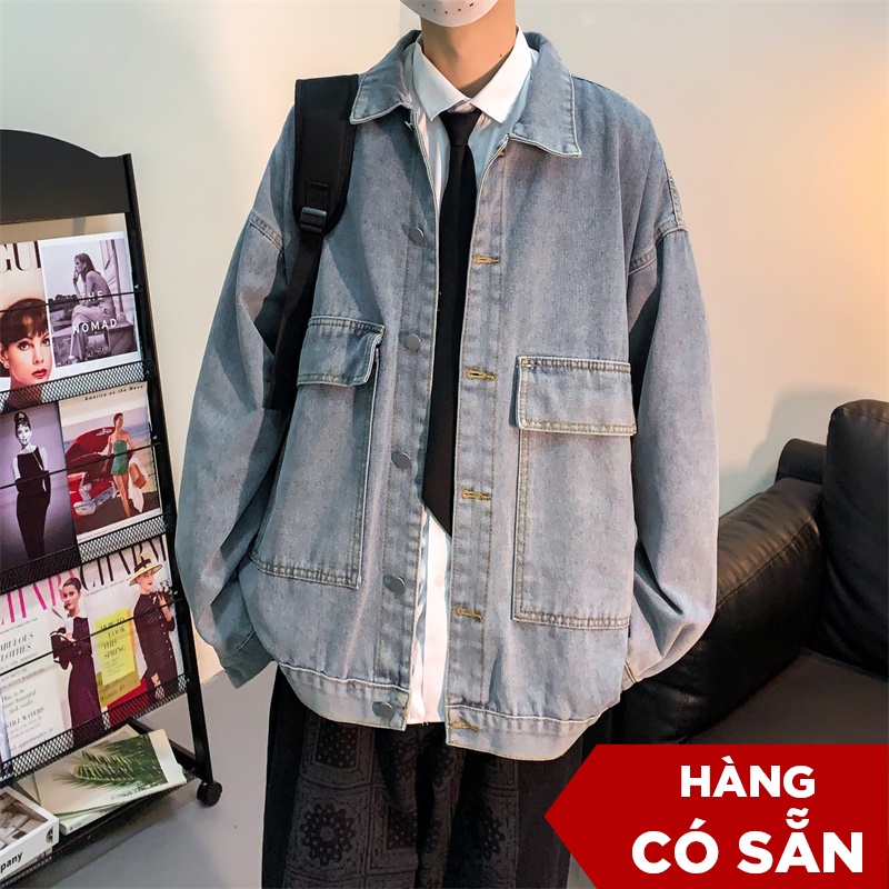 Áo khoác jean denim nam nữ unisex form rộng, áo khoát jacket jean nam nữ phong cách Hàn Quốc W92