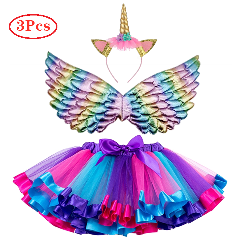 Set Cài Tóc Hình Kỳ Lân + Đôi Cánh + Chân Váy Đáng Yêu Hóa Trang Trong Tiệc Halloween/Sinh Nhật Cho Bé