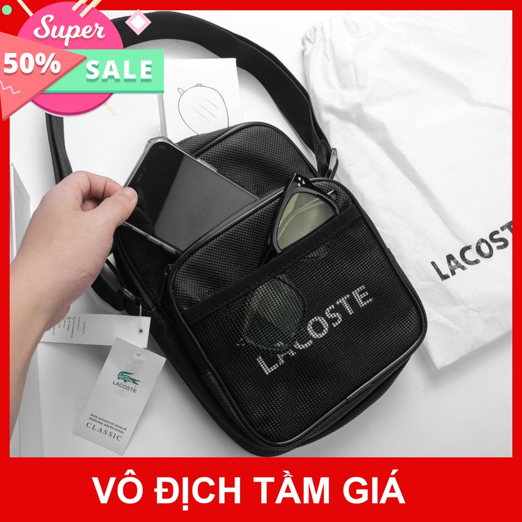 Túi đeo chéo ipad Lacoste chuẩn VNXK fulltag logo sắt  hoodie1996