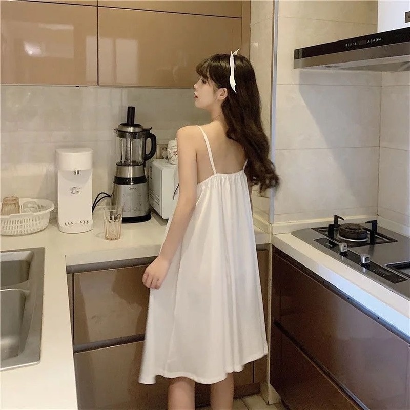 Đầm Ngủ Dáng Rộng Bằng Lụa Băng Đính Nơ Kiểu Công Chúa Ngọt Ngào Hàng Mới Cho Nữ