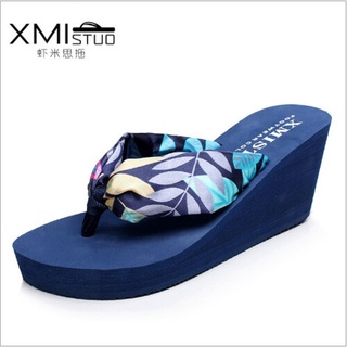 ❀ Dép xỏ ngón nữ đế cao XMISTUO, dép kẹp nữ quai lụa cao gót tôn chiều cao, chống trơn trượt