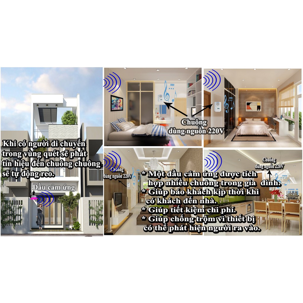 Chuông Báo Khách Cảm Ứng Hồng Ngoại Không Dây DC287