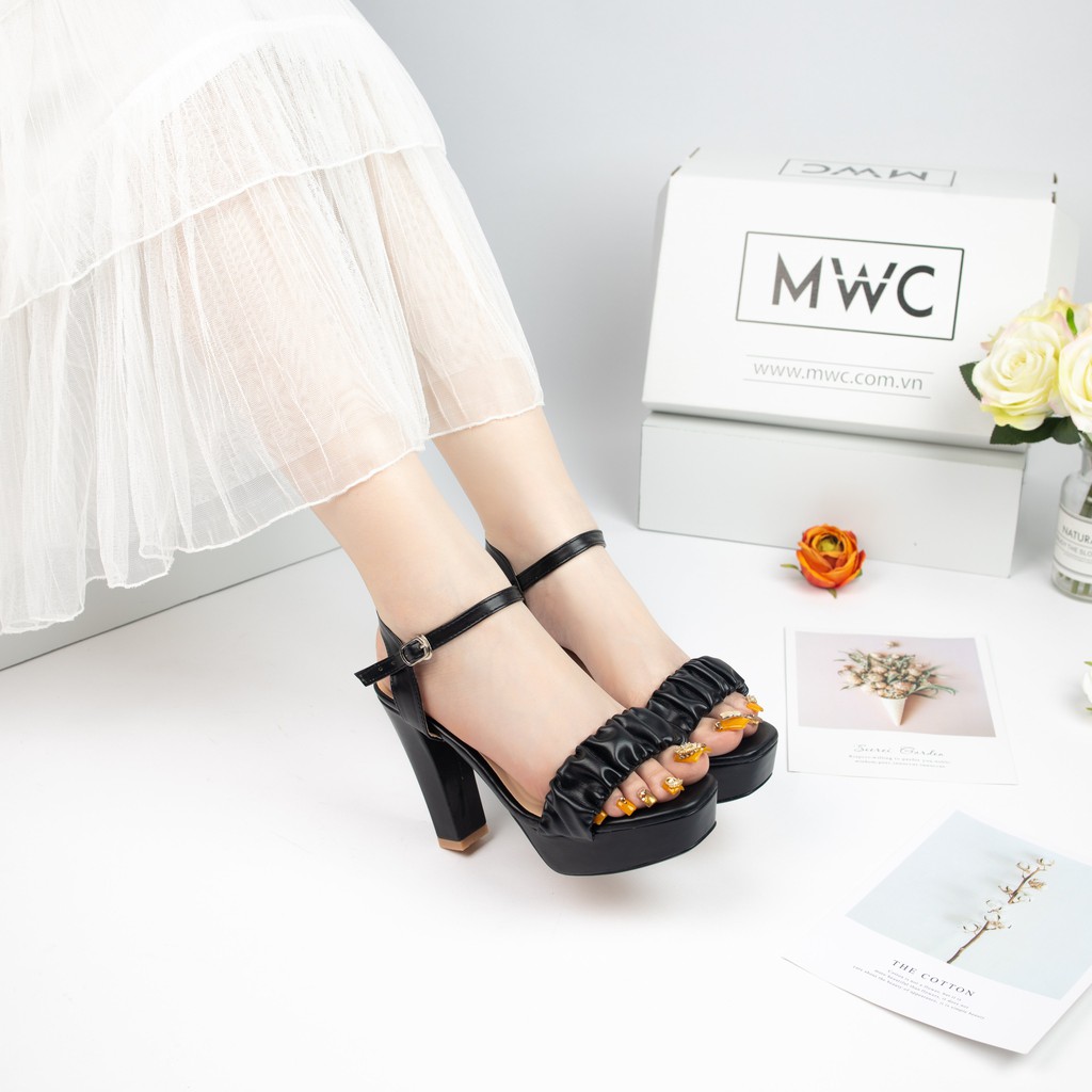 GIÀY CAO GÓT NỮ MWC - CAO GÓT ĐẾ ĐÚP GÓT VUÔNG 12CM - QUAI NGANG THIẾT KẾ NHÚN SIÊU XINH TÔN DÁNG - NUCG- 3918