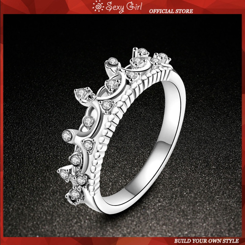 Nhẫn Hình Vương Miện Đính Đá Sang Trọng Phong Cách Hàn Quốc