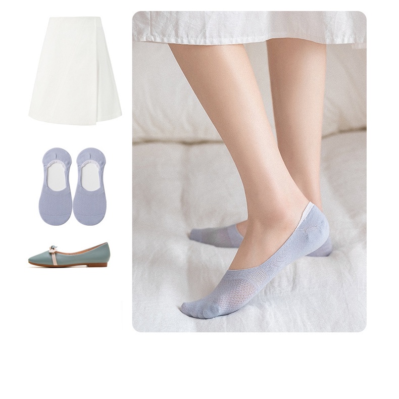 Tất cổ ngắn vớ lười nữ loại thấm hút mồ hôi chống tuột gót cho giày lười HAMYN