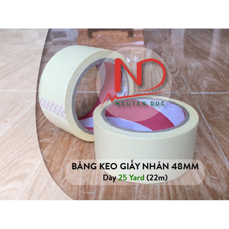 1 CUỘN BĂNG KEO GIẤY NHĂN 2,4F; 4,8F LOẠI DÀY 25Y